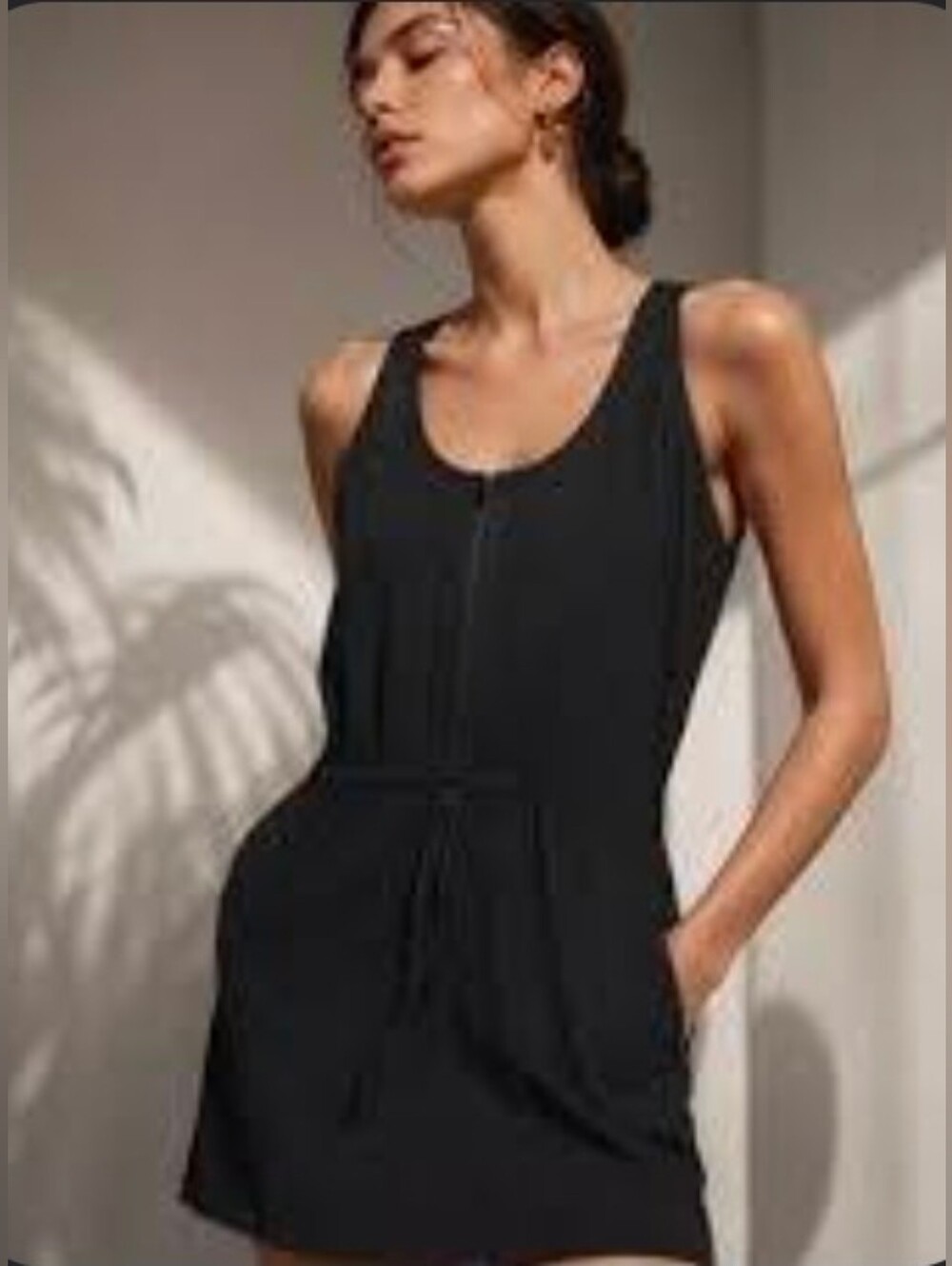 Athleta Expedition Dress Romper Skort Black Sleeveless Zip Front Size 0